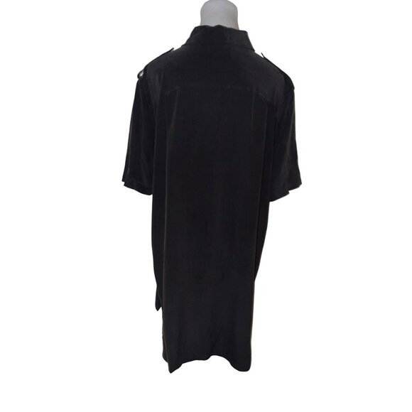 NWT Equipment Femme True Black Short Sleeve Silk Major Shirt Dress Size Large - Picture 2 of 7